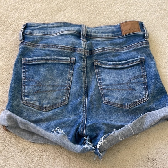 American Eagle AE Next Level Hi-Rise Shortie Denim Distressed Shorts - Picture 5 of 7